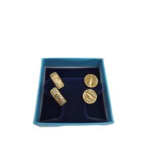 Vintage 2 Sets of Clip-On Earrings Set Gold Tone Rhinestone Fashion Jewelry